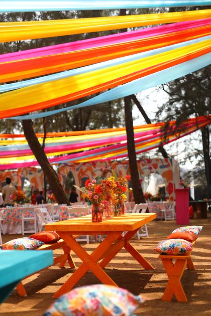 Ceiling and Lounge — Mehendi decor — ITC Grand Goa